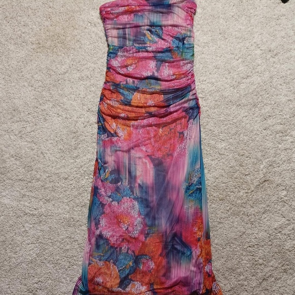 ANTHROPOLOGIE The Soleil Slim Strapless Ruched Mesh Dress - Picture 5 of 11